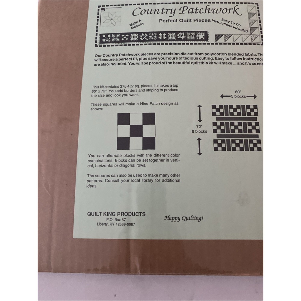 Craft Quilt Blocks, " Country Patchwork, Perfect Quilt Pieces, 60x72" Kit Blue - Picture 10 of 10